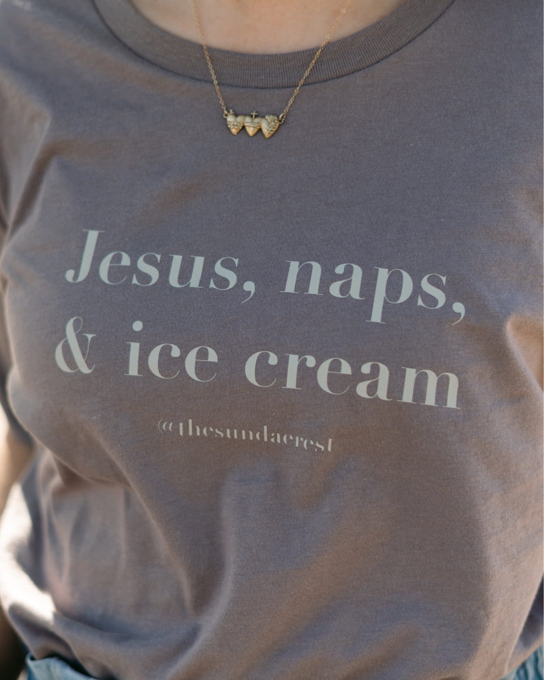 🍦 Jesus, Naps, and Ice-Cream T-Shirt (Pebble)